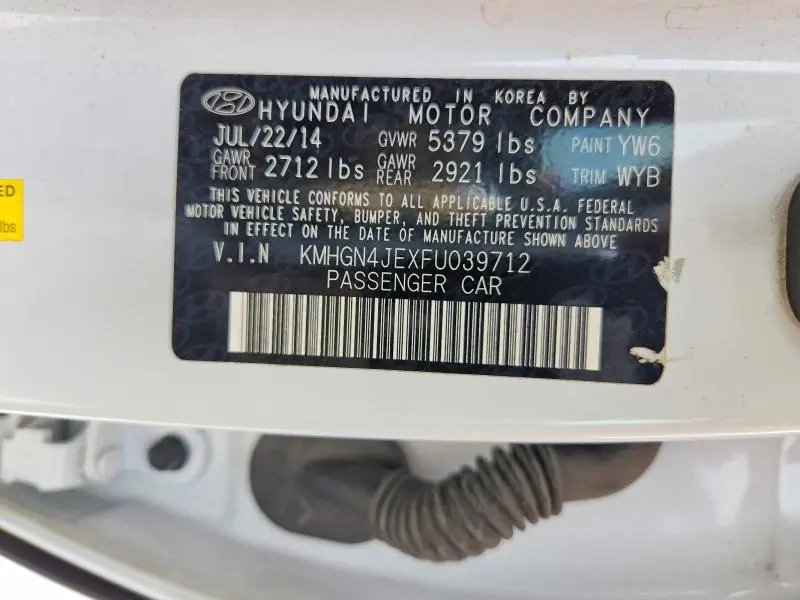 2015 HYUNDAI GENESIS 3.8L  