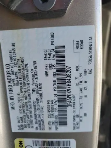 2017 FORD FUSION TITANIUM  