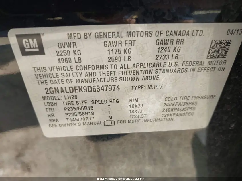 2013 CHEVROLET EQUINOX 1LT