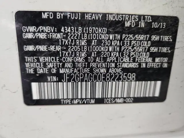 2014 SUBARU XV CROSSTREK 2.0 LIMITED  