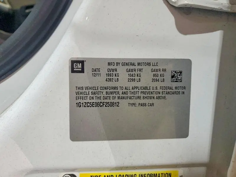 2012 CHEVROLET MALIBU 1LT  