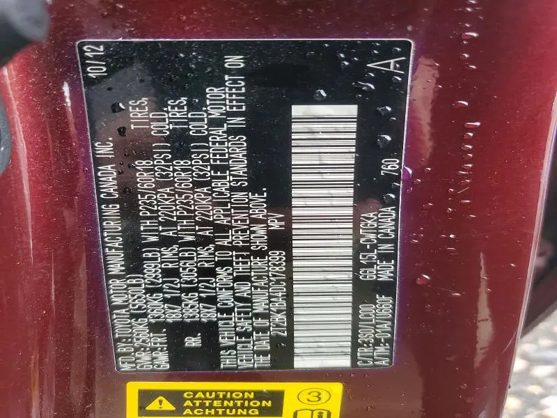 2013 LEXUS RX 350 BASE  