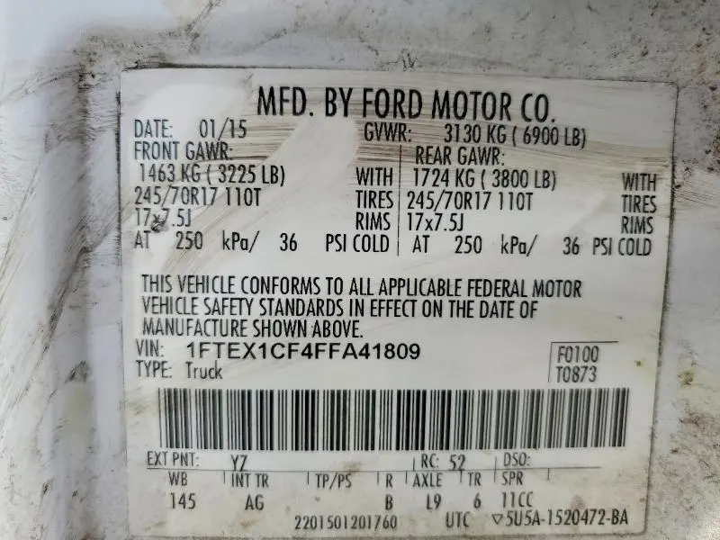 2015 FORD F150 SUPER CAB  