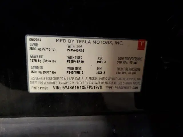 2014 TESLA MODEL S   
