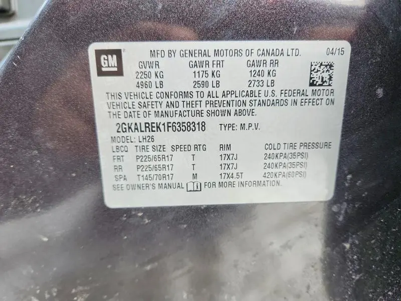 2015 GMC TERRAIN SLE  