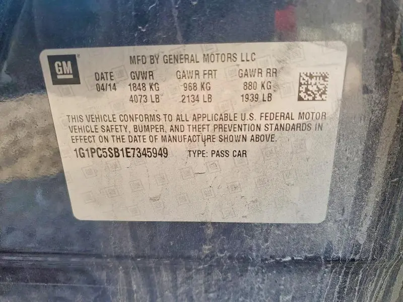 2014 CHEVROLET CRUZE LT  