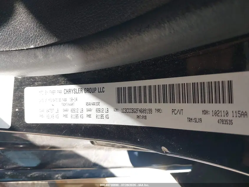 2015 CHRYSLER 200 S
