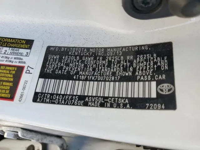 2013 TOYOTA CAMRY L  