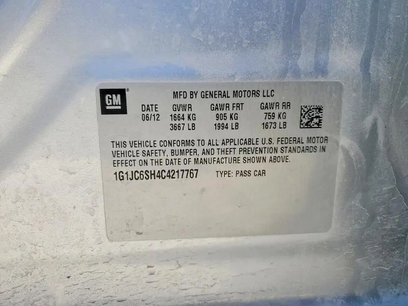 2012 CHEVROLET SONIC LT  