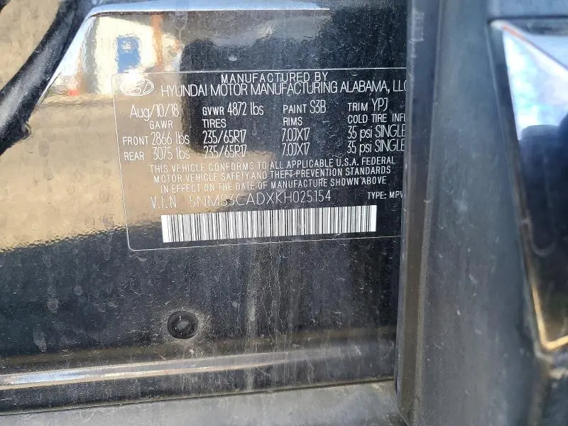 2019 HYUNDAI SANTA FE SEL 2.4L  