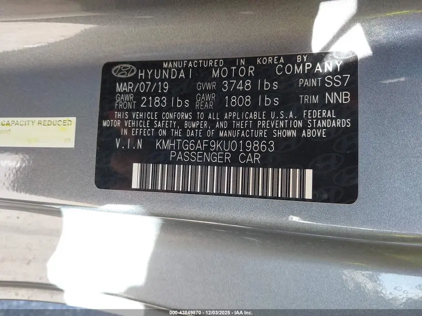 2019 HYUNDAI VELOSTER 2.0