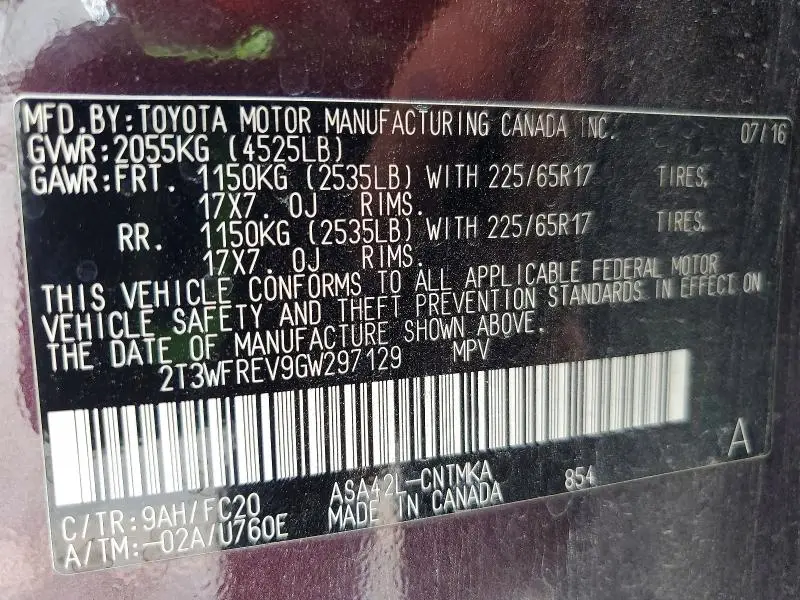 2016 TOYOTA RAV4 XLE  