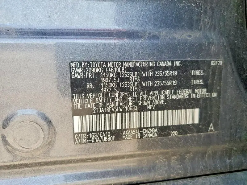 2020 TOYOTA RAV4 XLE PREMIUM  