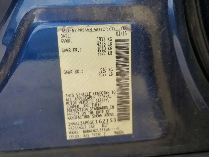 2016 NISSAN ALTIMA 2.5 SR  