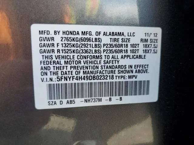 2013 HONDA PILOT EX  
