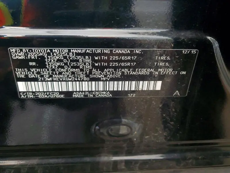 2016 TOYOTA RAV4 XLE  