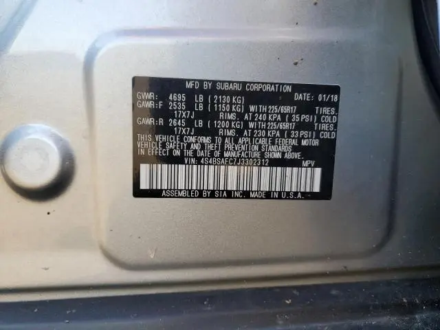 2018 SUBARU OUTBACK 2.5I PREMIUM  