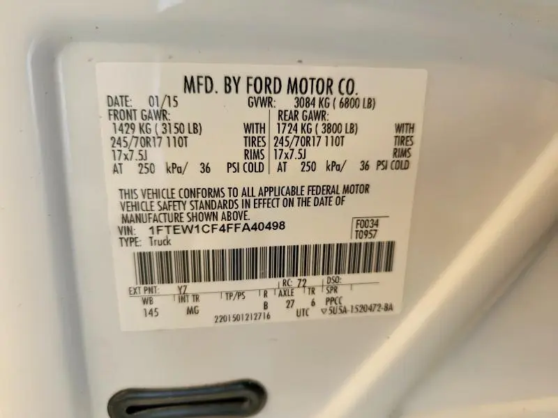 2015 FORD F150 SUPERCREW  