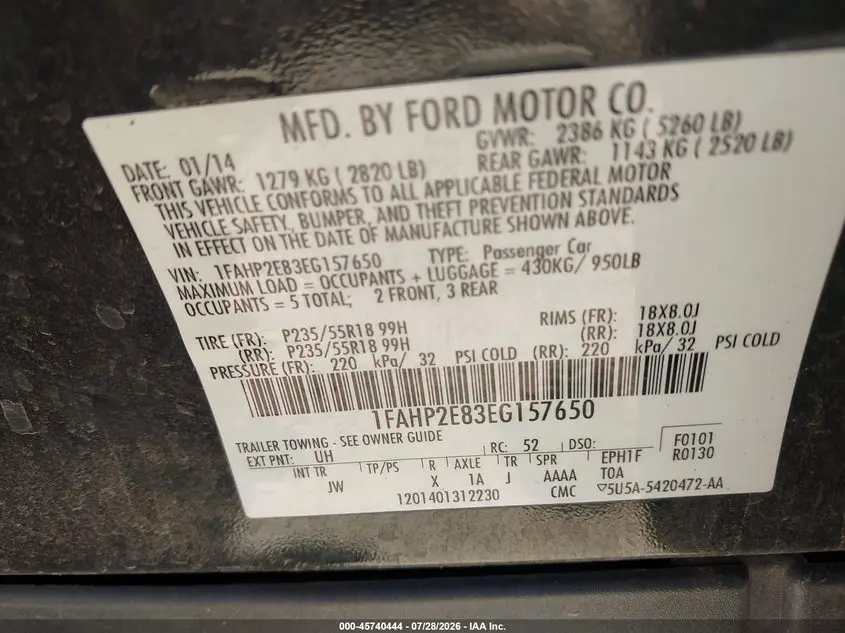 2014 FORD TAURUS SEL