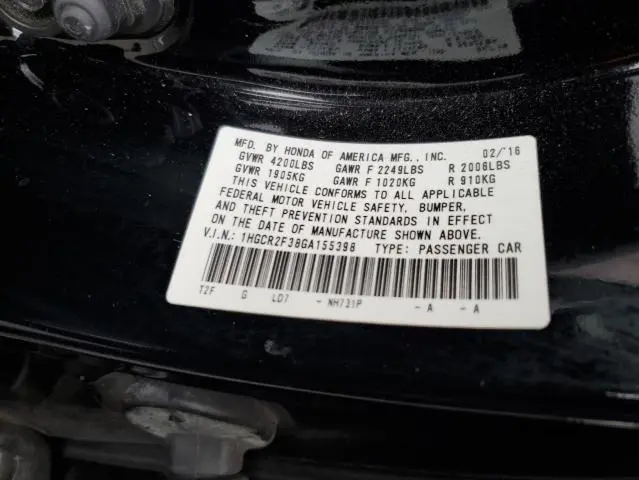 2016 HONDA ACCORD LX  