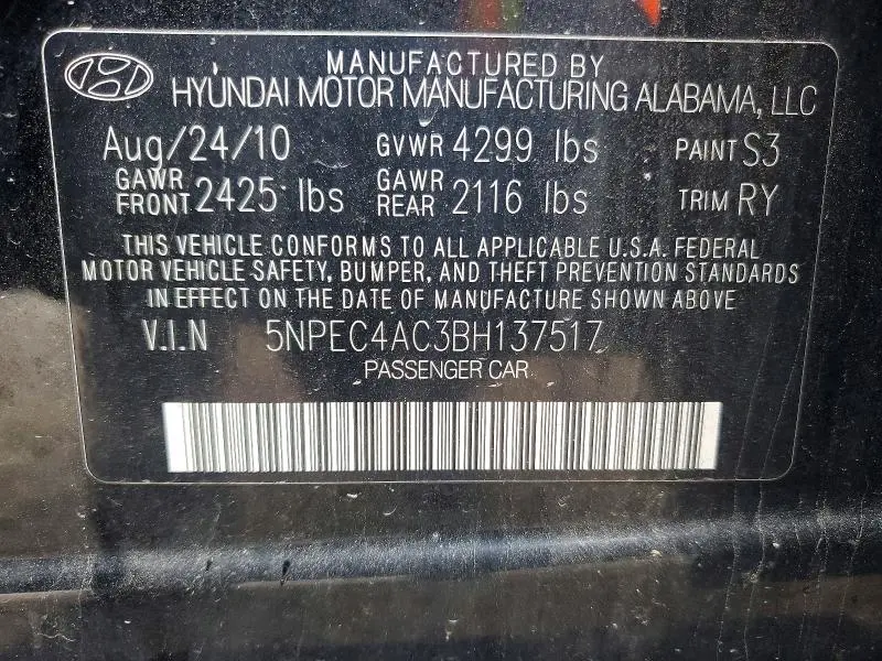 2011 HYUNDAI SONATA LIMITED  