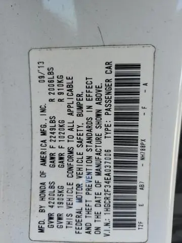 2014 HONDA ACCORD LX  