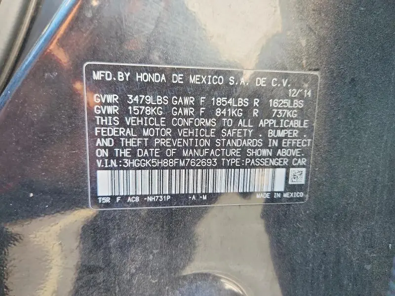 2015 HONDA FIT EX  