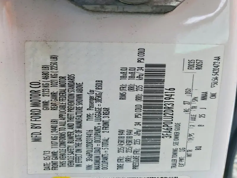 2013 FORD FUSION SE HYBRID  