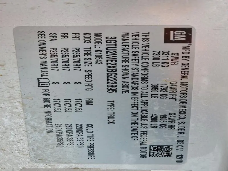 2011 GMC SIERRA K1500 SLT  