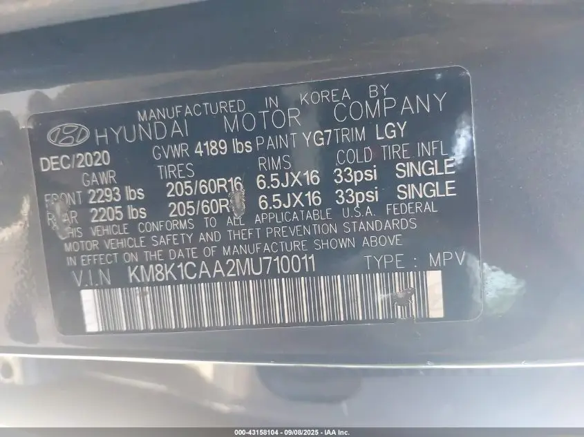 2021 HYUNDAI KONA SE