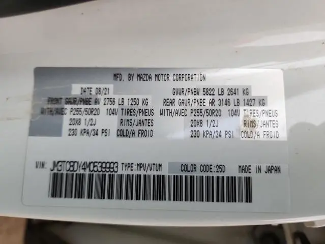 2021 MAZDA CX-9 GRAND TOURING  