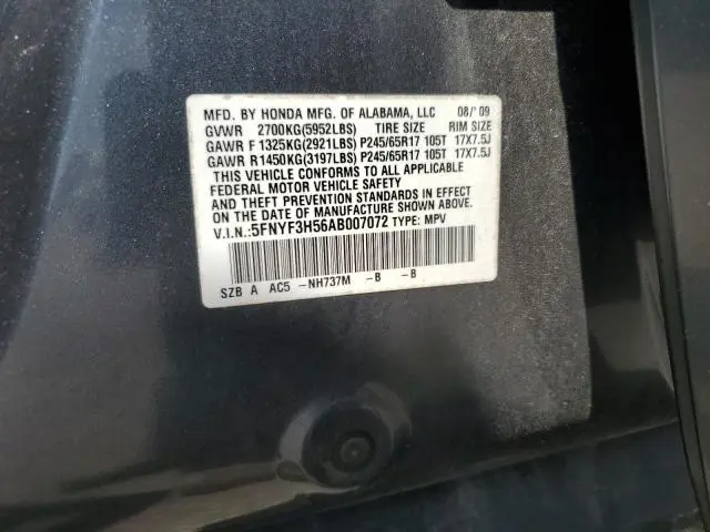 2010 HONDA PILOT EXL  