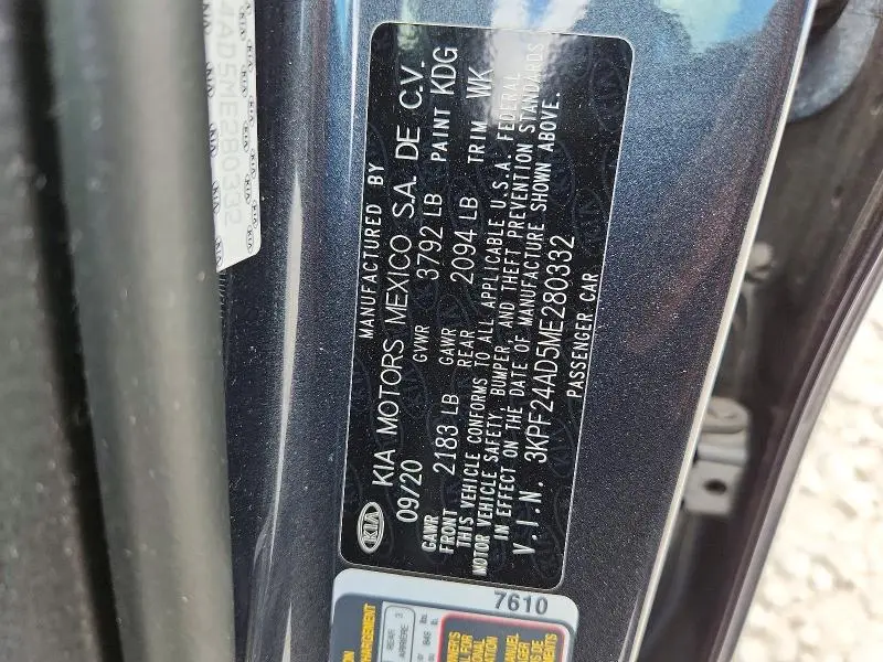 2021 KIA FORTE LXS  