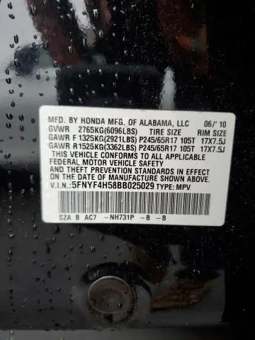 2011 HONDA PILOT EXL
