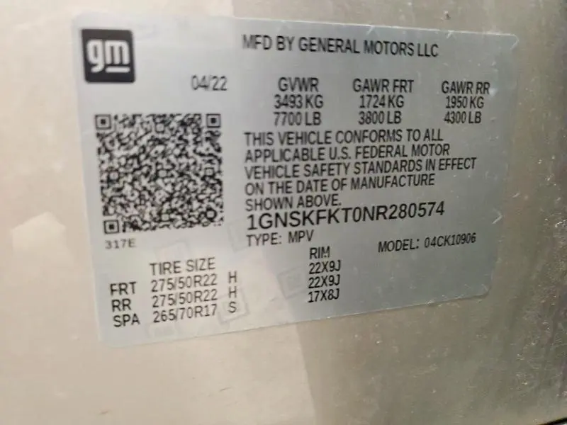 2022 CHEVROLET SUBURBAN K1500 PREMIER  