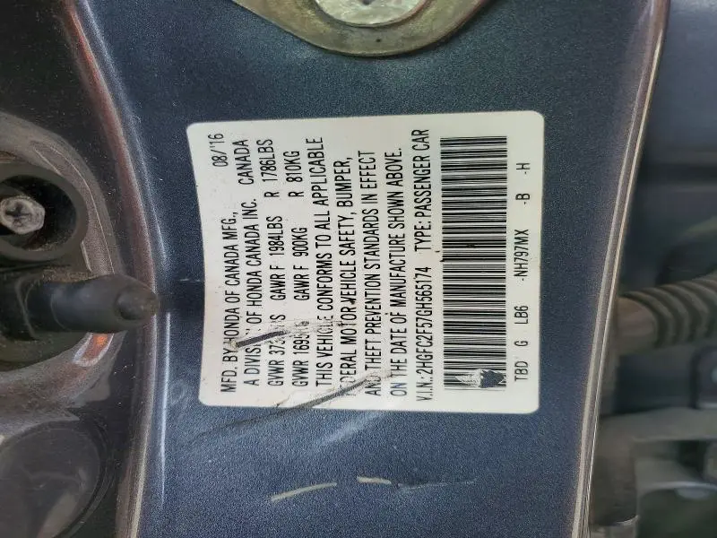 2016 HONDA CIVIC LX  