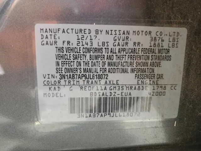 2018 NISSAN SENTRA S  