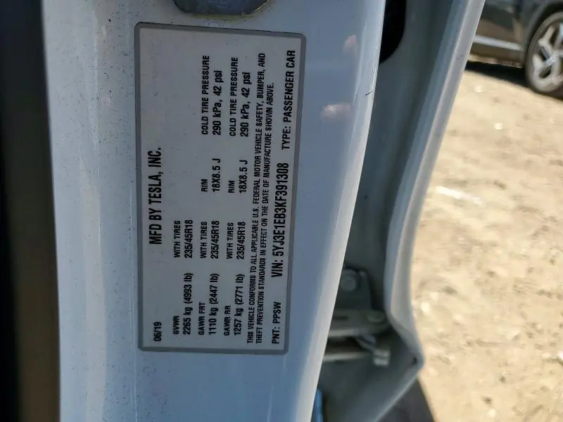 2019 TESLA MODEL 3   
