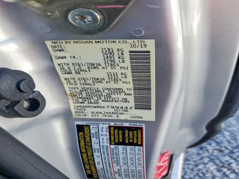 2019 NISSAN FRONTIER SV V6  