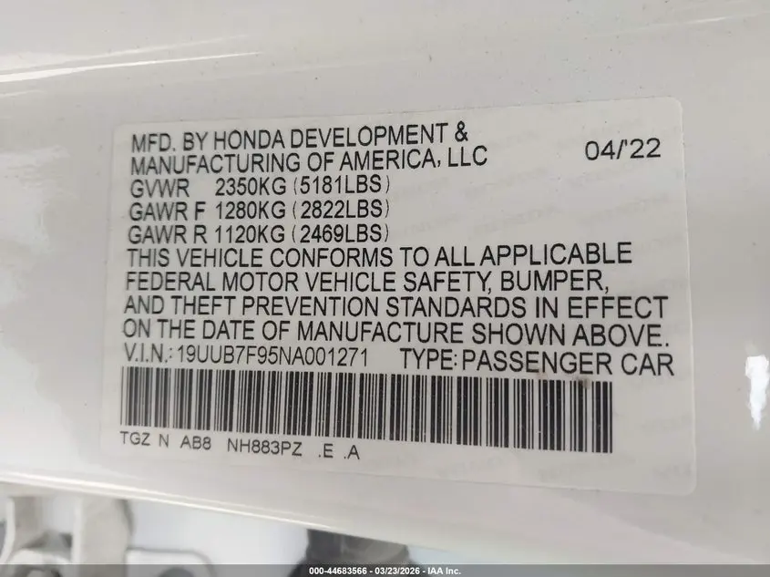 2022 ACURA TLX TYPE S - HP WHEEL AND TIRE