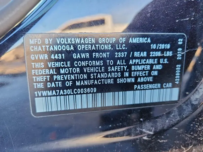 2020 VOLKSWAGEN PASSAT R-LINE  