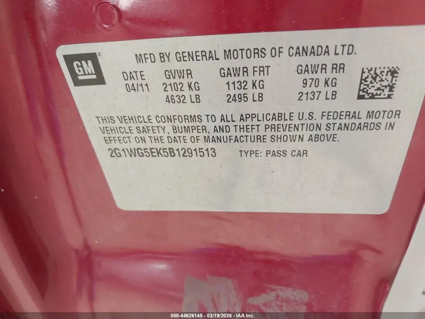 2011 CHEVROLET IMPALA LT