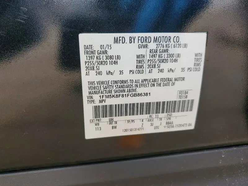 2015 FORD EXPLORER LIMITED  