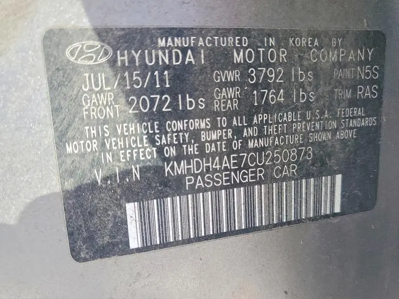 2012 HYUNDAI ELANTRA LIMITED  