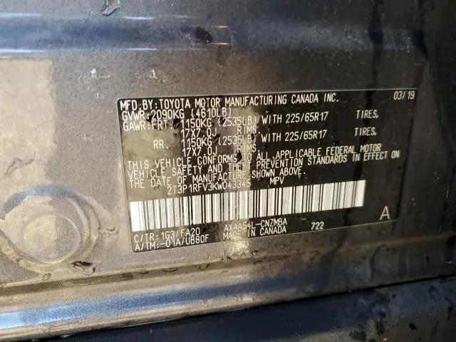 2019 TOYOTA RAV4 XLE  