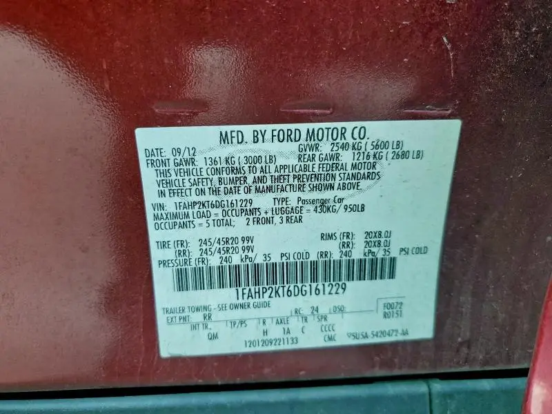 2013 FORD TAURUS SHO  