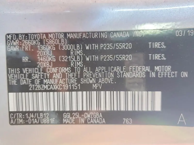 2019 LEXUS RX 350 BASE  