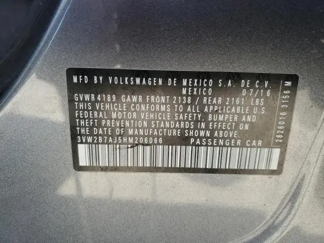 2017 VOLKSWAGEN JETTA S  