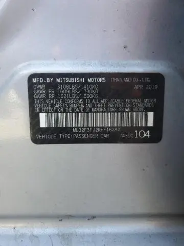 2019 MITSUBISHI MIRAGE G4 ES