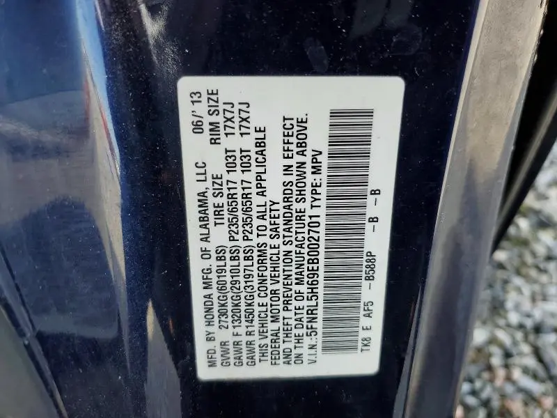 2014 HONDA ODYSSEY EXL  